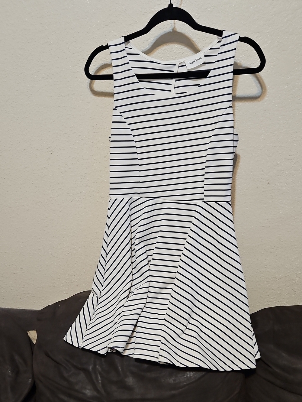 Style Rack Black and White Striped Fit-and-Flare Midi Dress